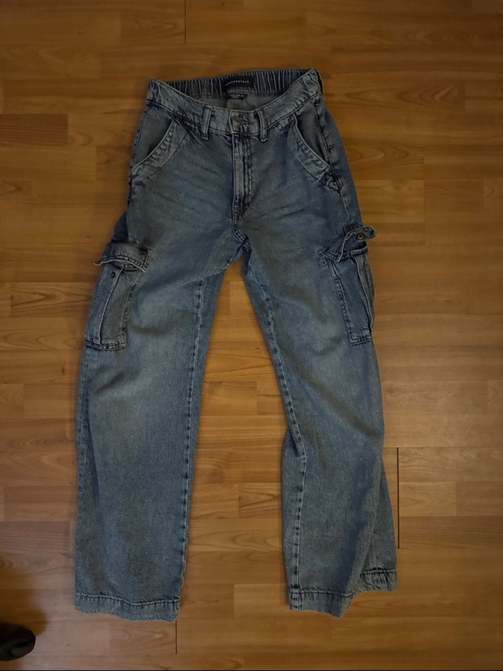 Women’s Aeropostale High Rise Wide Leg Blue Cargo Denim Pants